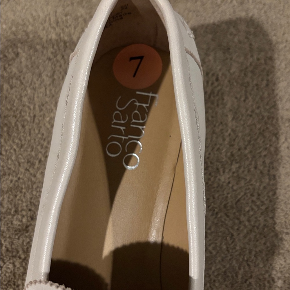 Franco Sarto Taupe Leather Cedra Loafers With Silver Accents - Size 7 - Picture 2 of 7